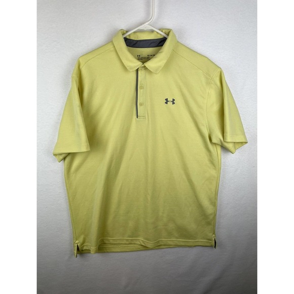 Under Armour Heat Gear Loose Yellow Thick Polo Golf Shirt Men's Size XL - Picture 2 of 4